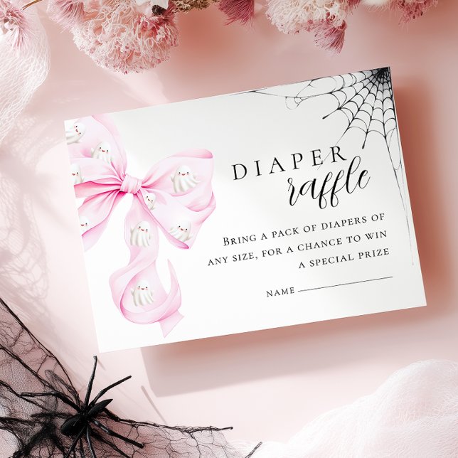 Little Boo PINK Bow Baby Shower Diaper Raffle Enclosure Card (Creator Uploaded)