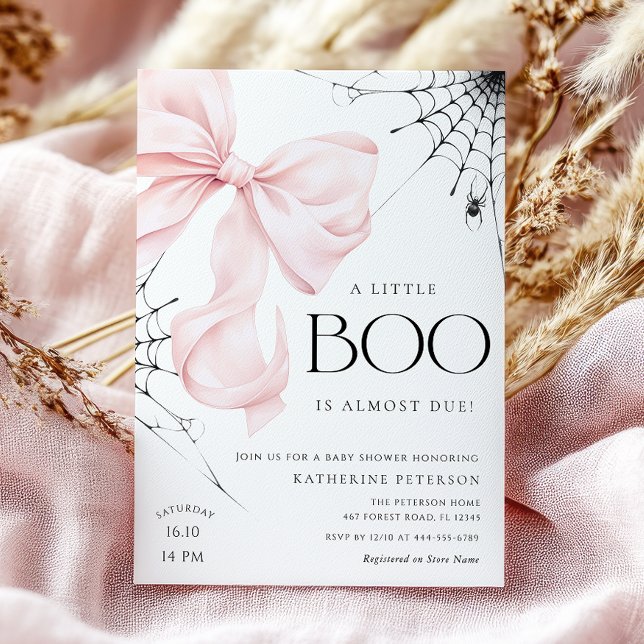 Little Boo Pink Bow Baby Shower Invitation (Creator Uploaded)