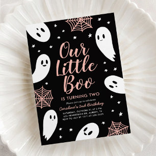 Little Boo Pink Ghost Halloween Birthday Invitation