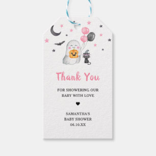 Little Boo Pink Ghost Halloween Favour Tags