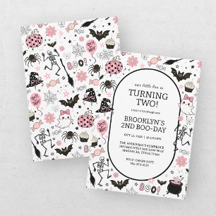 Little Boo Pink Girl Halloween Birthday Invitation