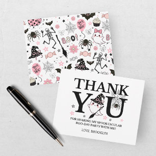 Little Boo Pink Girl Halloween Thank You Birthday Card