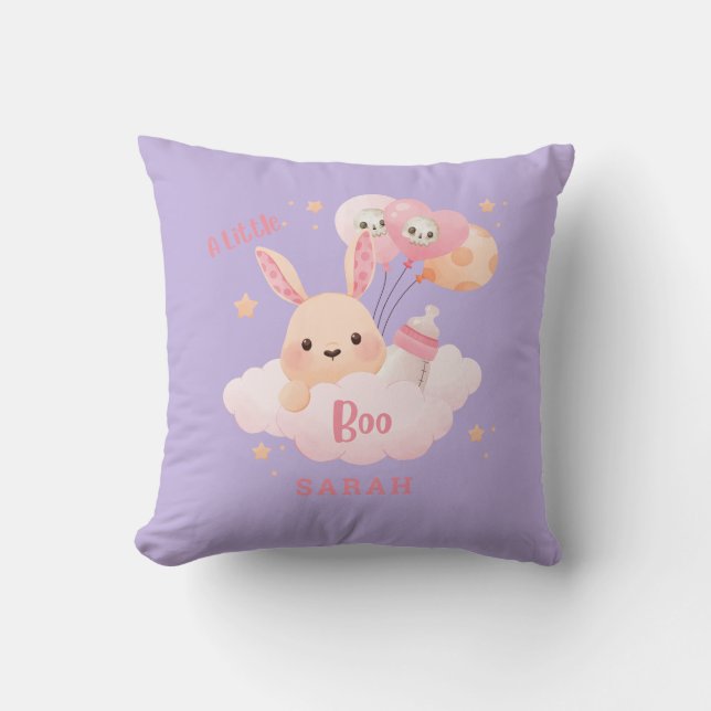Little Boo Pink Halloween Baby Shower Cushion (Front)