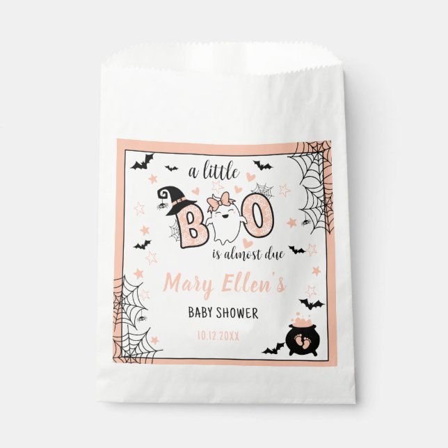 LITTLE BOO PINK HALLOWEEN BABY SHOWER FAVOUR BAG (Front)