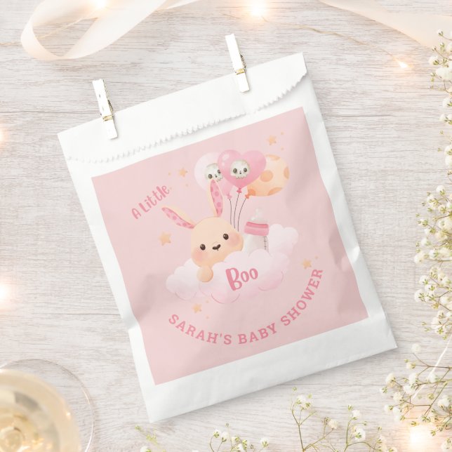 Little Boo Pink Halloween Baby Shower Favour Bag (Clipped)
