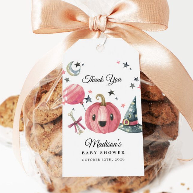 Little Boo Pink Halloween Baby Shower Favour Tag (Creator Uploaded)