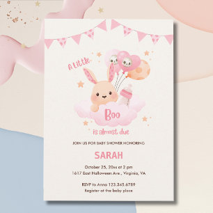 Little Boo Pink Halloween Baby Shower Invitations 