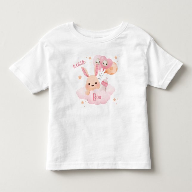 Little Boo Pink Halloween Baby Shower Toddler T-Shirt (Front)