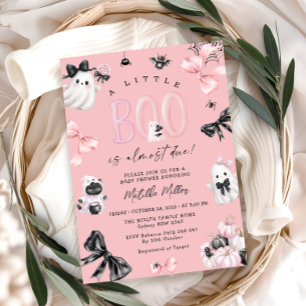 Little Boo Pink Halloween Girl Baby Shower Invitation