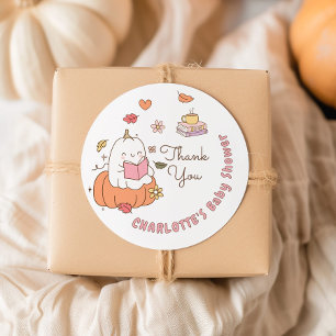 Little Boo Pink Whimsical Books Baby Shower Classic Round Sticker