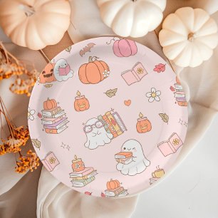 Little Boo Pink Whimsical Books Baby Shower Paper Plate