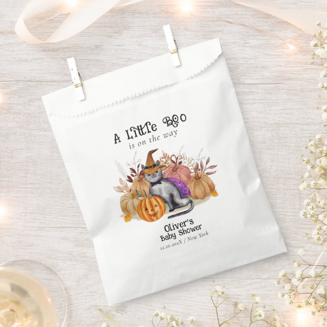 Little Boo Poem Cat In Witch Hat Baby Shower  Favour Bag (Clipped)