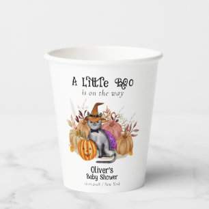 Little Boo Poem Cat In Witch Hat Baby Shower Paper Cups