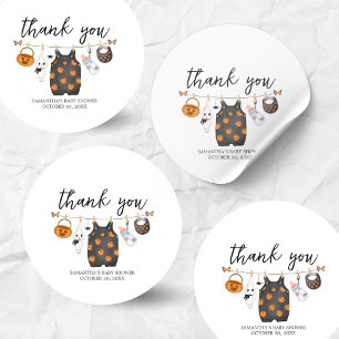 Little Boo Pumpkin Halloween Baby Shower Classic Round Sticker