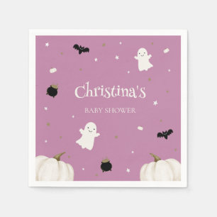 Little Boo Purple Halloween Baby Shower Napkin