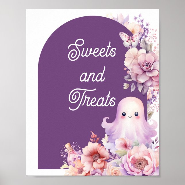 Little Boo purple Halloween Sweets and treats Poster (Front)