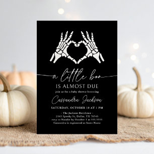 Little Boo Skeleton Heart Hands Baby Shower Invitation