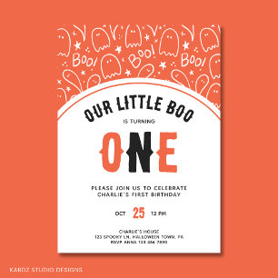 Little Boo Spooktacular Boy 1st Birthday Party Invitation