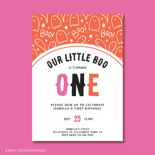 Little Boo Spooktacular Girl's 1st Birthday Party Invitation