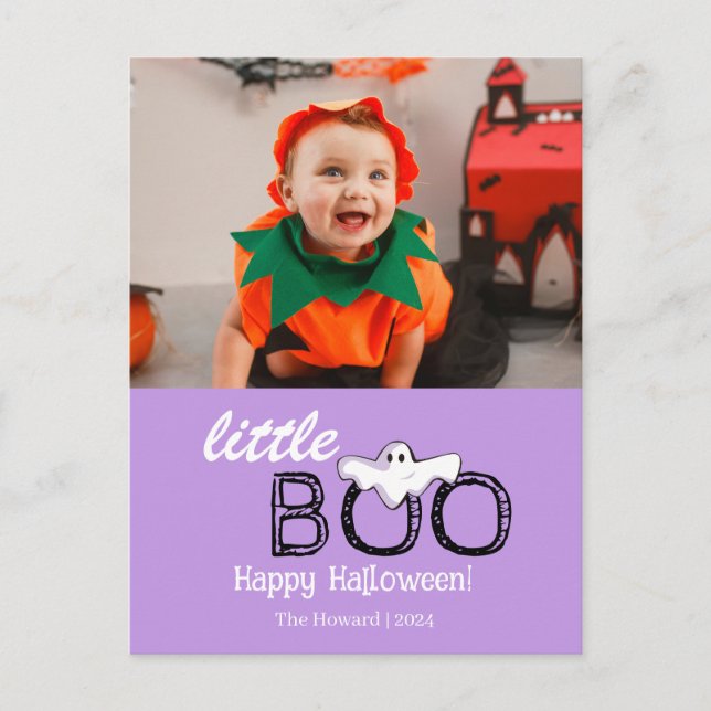 Little Boo! Spooky Cute Halloween Family Photo Holiday Postcard (Front)
