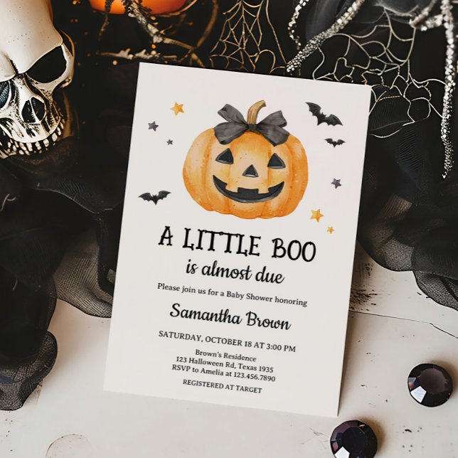 Little Boo Spooky Pumpkin Baby Shower Invitation (Spooky Little Boo Pumpkin Baby Shower Invitation)