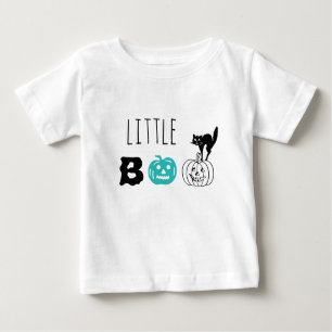 Little Boo teal pumpkin black cat custom Halloween Baby T-Shirt