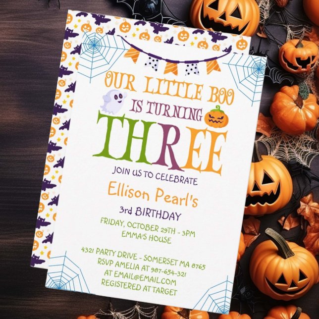Little Boo Turning three Halloween 3rd Birthday Invitation (Creator Uploaded)