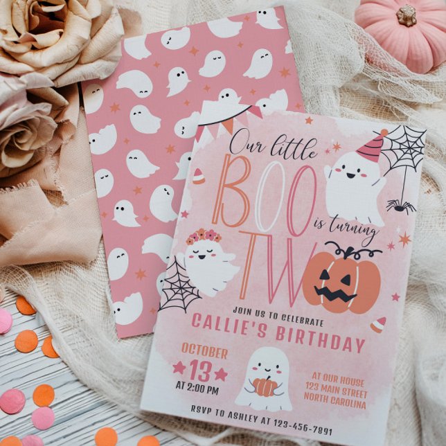 Little Boo Turning Two Birthday Invitation (Creator Uploaded)