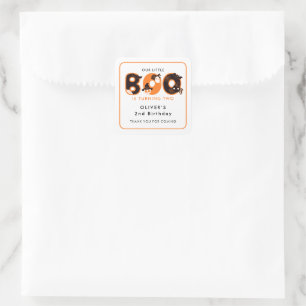 Little Boo Turning Two Halloween birthday Thanks Square Sticker