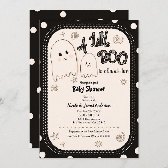 Little BOO Whimsical Ghost Halloween Baby Shower   Invitation (Front/Back)