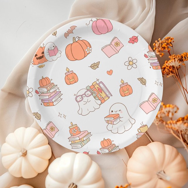 Little Boo White Whimsical Books Baby Shower Paper Plate (Creator Uploaded)