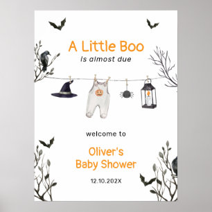 Little Boo Witch Clothesline Baby Shower Welcome Poster