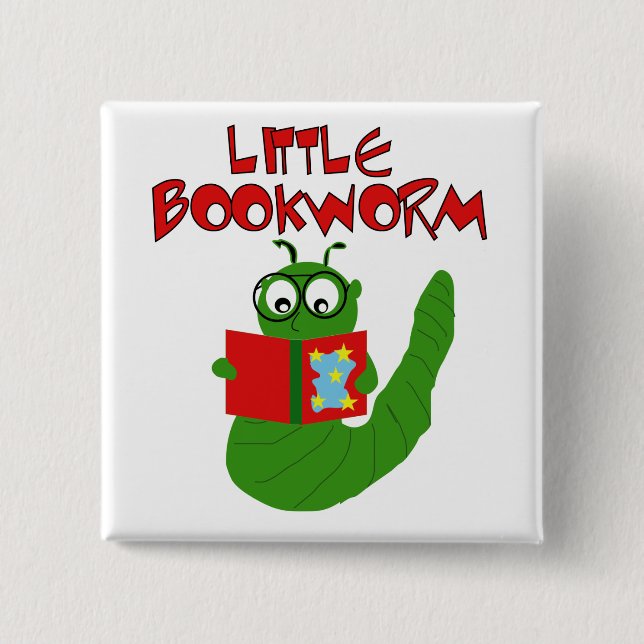 Little Book Worm 15 Cm Square Badge (Front)