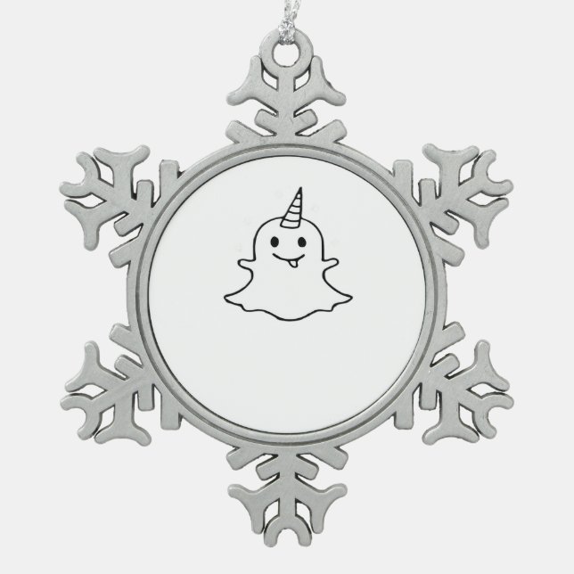 Little Boonicorn Trendy Unique Snowflake Pewter Christmas Ornament (Front)