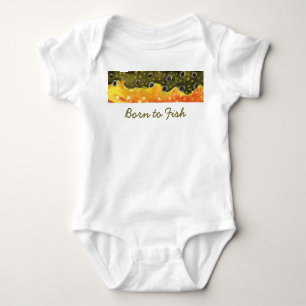 Little "Born to Fish" Brook Trout Fly Fisherman Baby Bodysuit