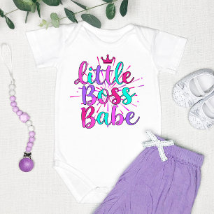 "Little Boss Babe" Colorful Baby Bodysuit
