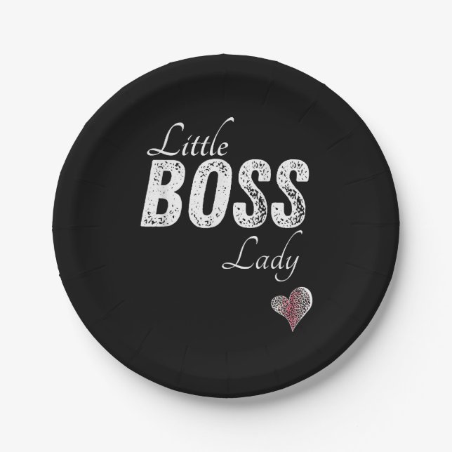 Little Boss Lady Baby Children Toddler Girl Short Paper Plate (Front)