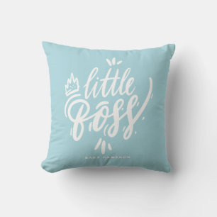Little Boss Modern Calligraphy Aqua Blue Cushion