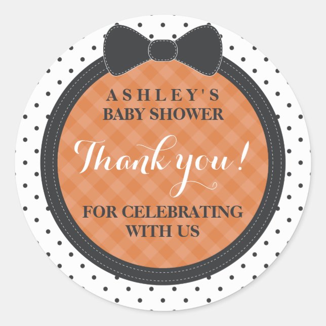 Little Bow | Halloween Baby Shower Thank You Classic Round Sticker (Front)