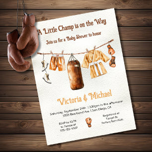 Little Boxing Champ Baby Shower Clothesline Invitation