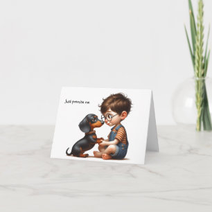 Little Boy and Dachshund Card