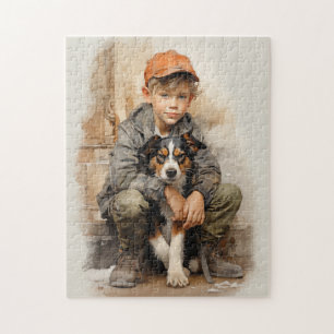 Little boy and dog jigsaw puzzle