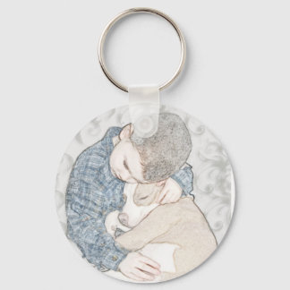 Little boy and puppy key ring