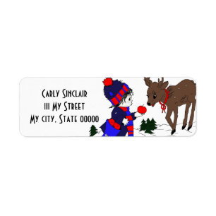 Little Boy and Reindeer Return Address Label