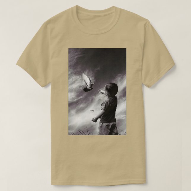 Little Boy and the pigeon friendship 2 T-Shirt (Design Front)