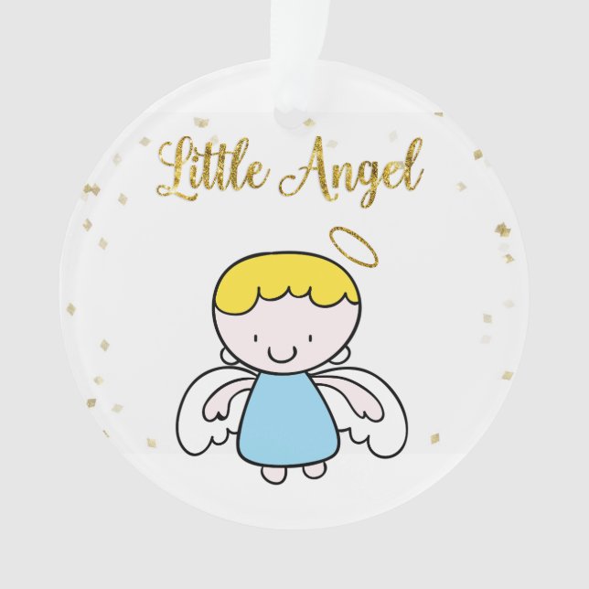 Little Boy Angel Sparkle Ornament (Front)