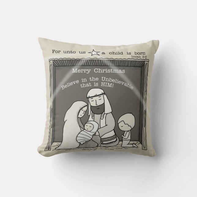 Little Boy at the Manger-Merry Christmas Cushion (Front)