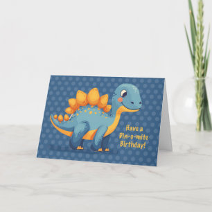 Little Boy Birthday Dinosaur Dinomite Polka Dots Card