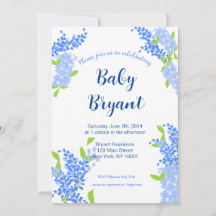 Little Boy Blue Floral Baby Shower Invitation