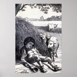 "Little Boy Blue" Vintage Illustration Poster